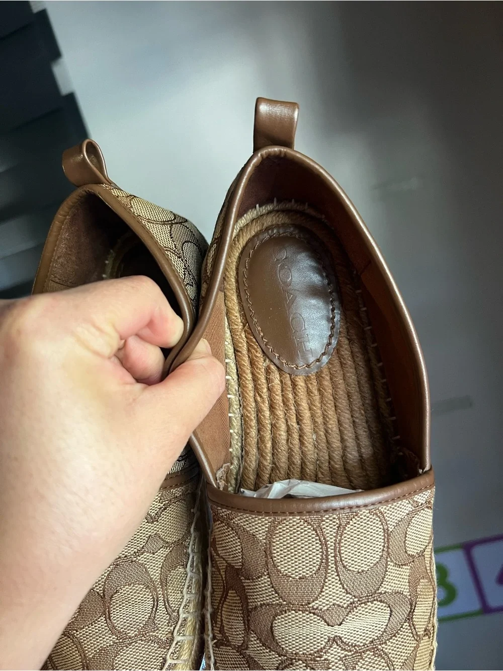 Coach Tan Signature Jacquard Espadrille Slip-Ons